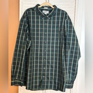 Mens Size 2XL Tall Duluth Trading Co Untucked long sleeve button down shirt